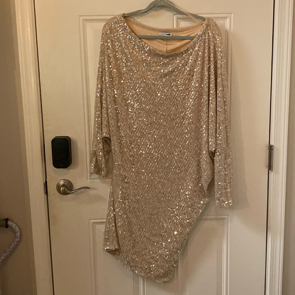 Fashion Nova NWT Never Enough Sequin Mini Dress, size 1X,